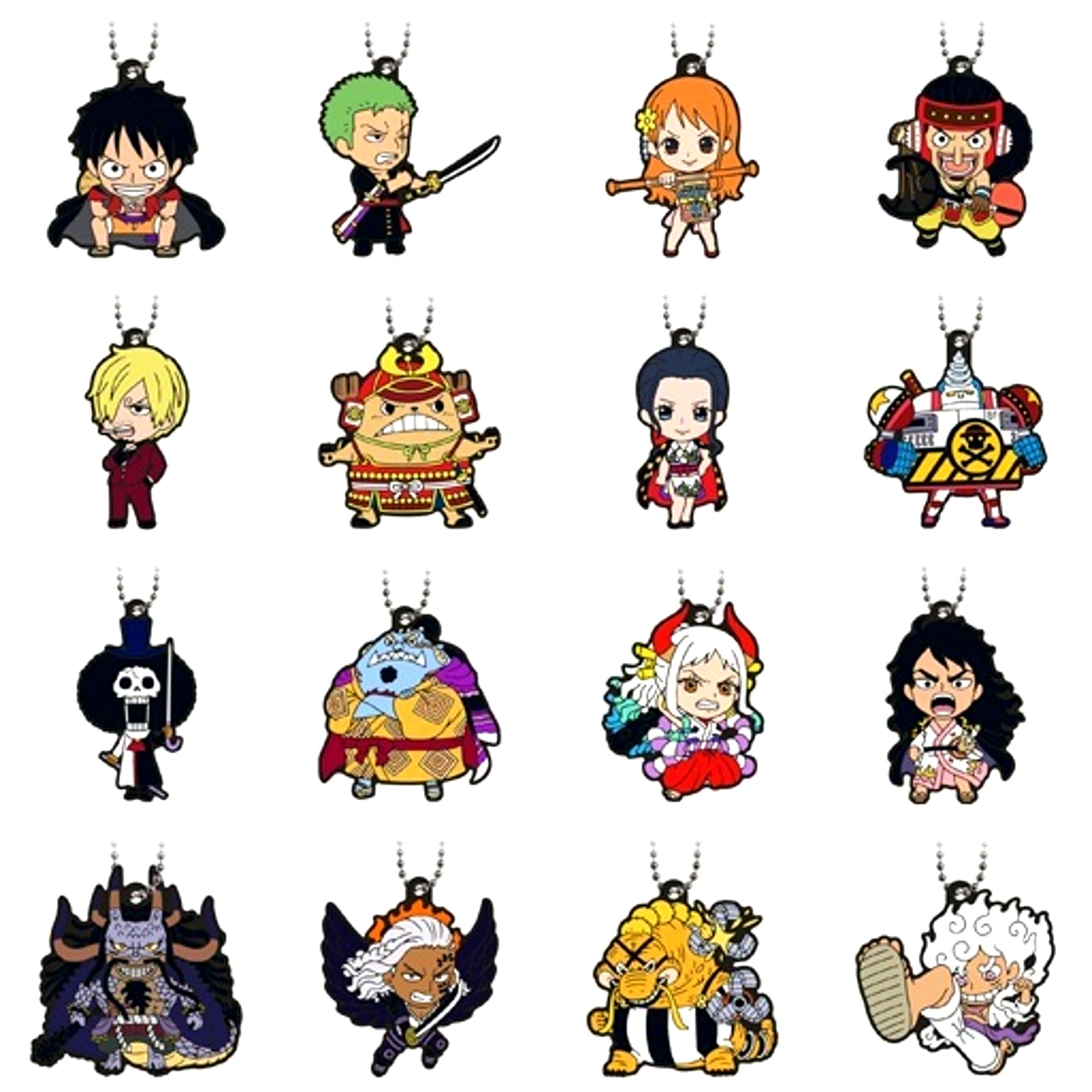 Set of 16 One Piece Capsule Rubber Mascot Wano Country The End [USED]