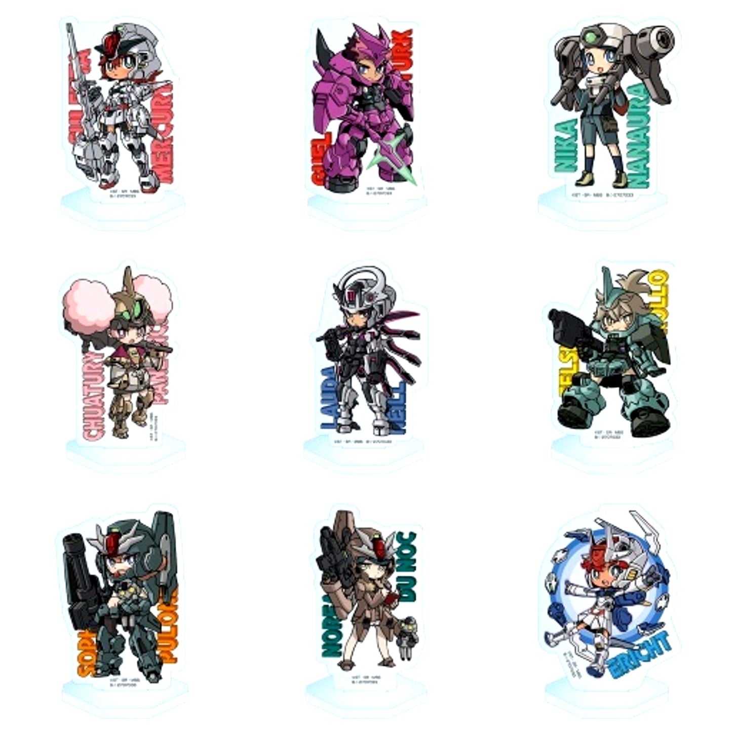 Set of 9 Mobile Suit Gundam: The Witch from Mercury Mechagurumi Acrylic Stand 2 [USED]