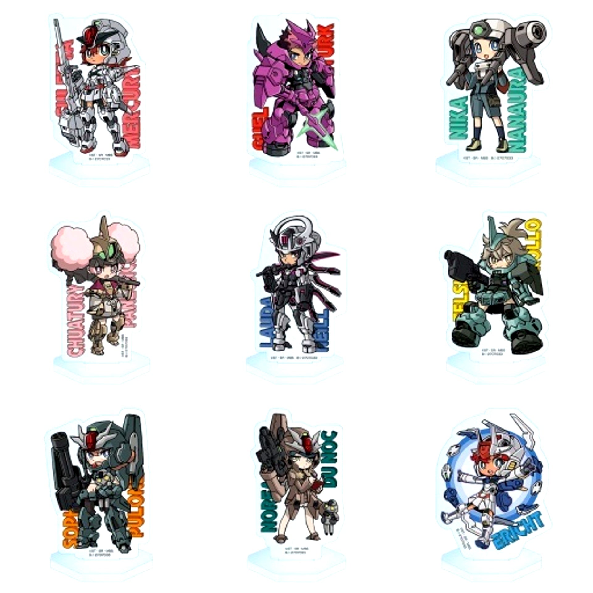 Set of 9 Mobile Suit Gundam: The Witch from Mercury Mechagurumi Acrylic Stand 2 [USED]