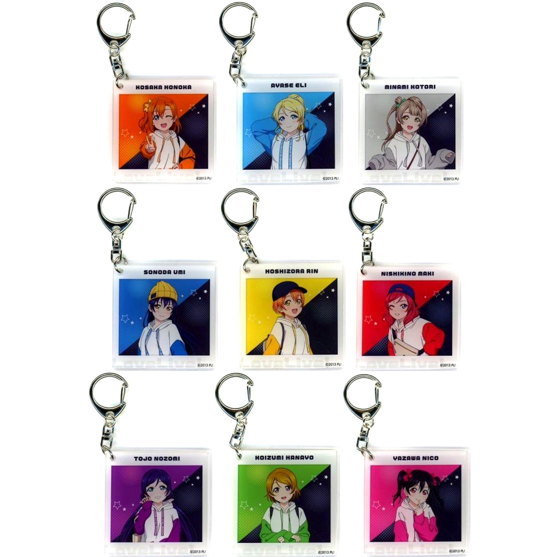 Set of 9 Love Live! Akihabara Campaign Pop Up Store Trading Illustration Acrylic Keychain [USED]