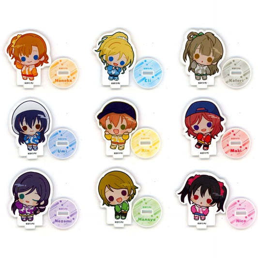 Set of 9 Love Live! Akihabara Campaign POP UP STORE Trading Chibi Character Acrylic Stand [USED]