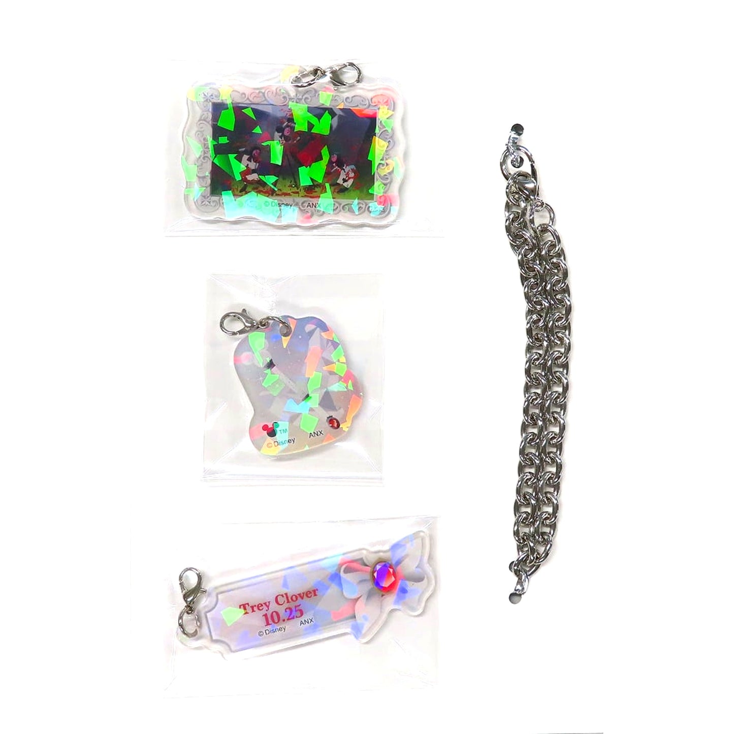 Trey Clover Disney Twisted-Wonderland Hologram Acrylic Charm with Chain Trey's Birthday Commemorative Goods [USED]