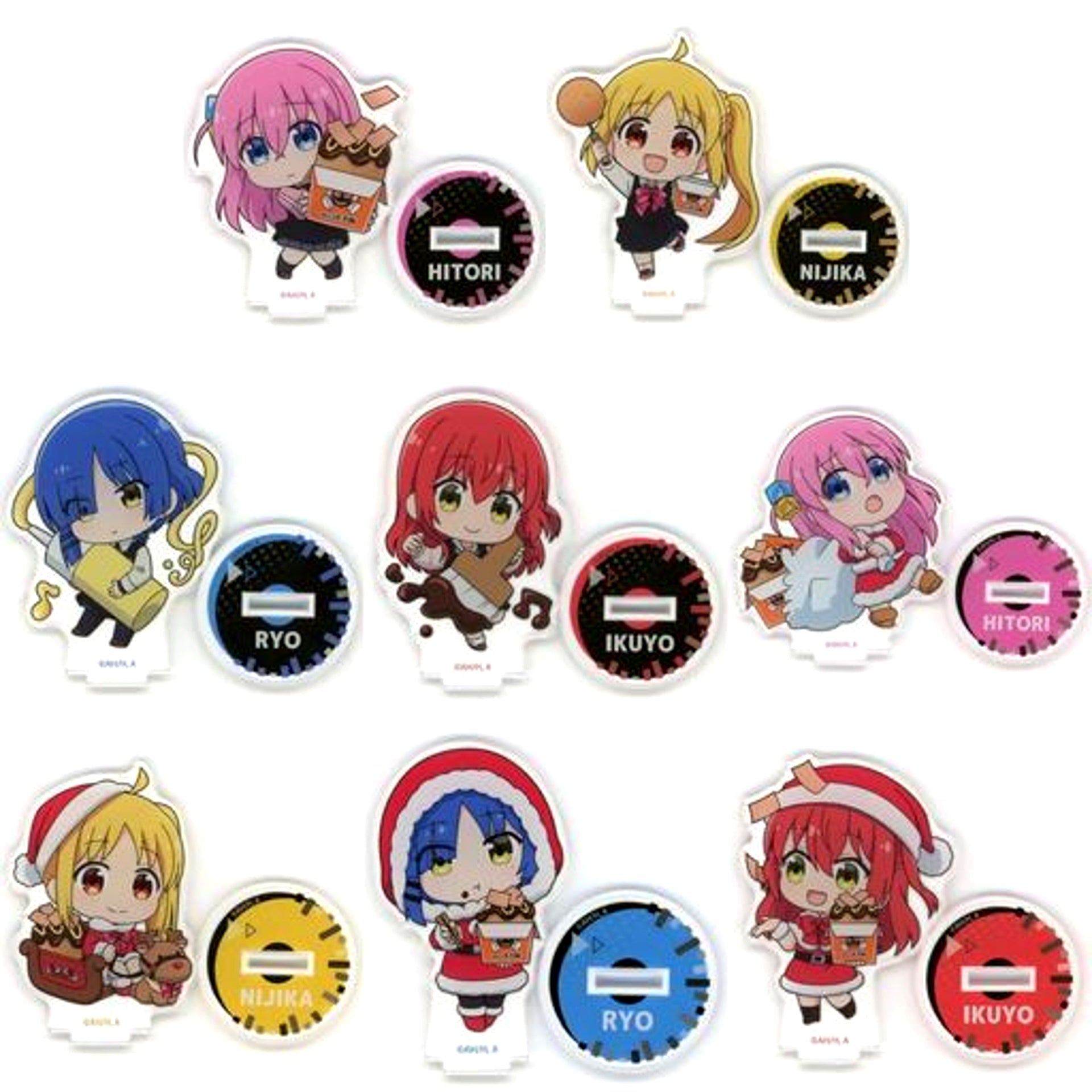 Set of 8 Bocchi the Rock Trading Acrylic Stand Bakudanyaki Honpo [USED]