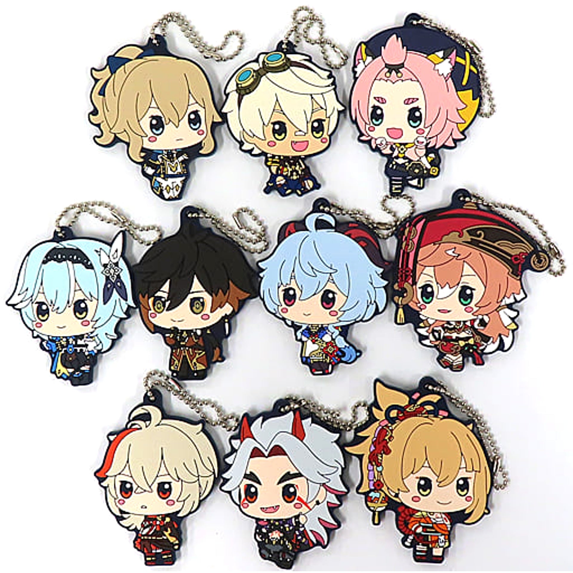 Genshin Jean & Others All 10 Types Set Ichiban Kuji Rubber Keychain Chokonokko Prize H Keychains [USED]