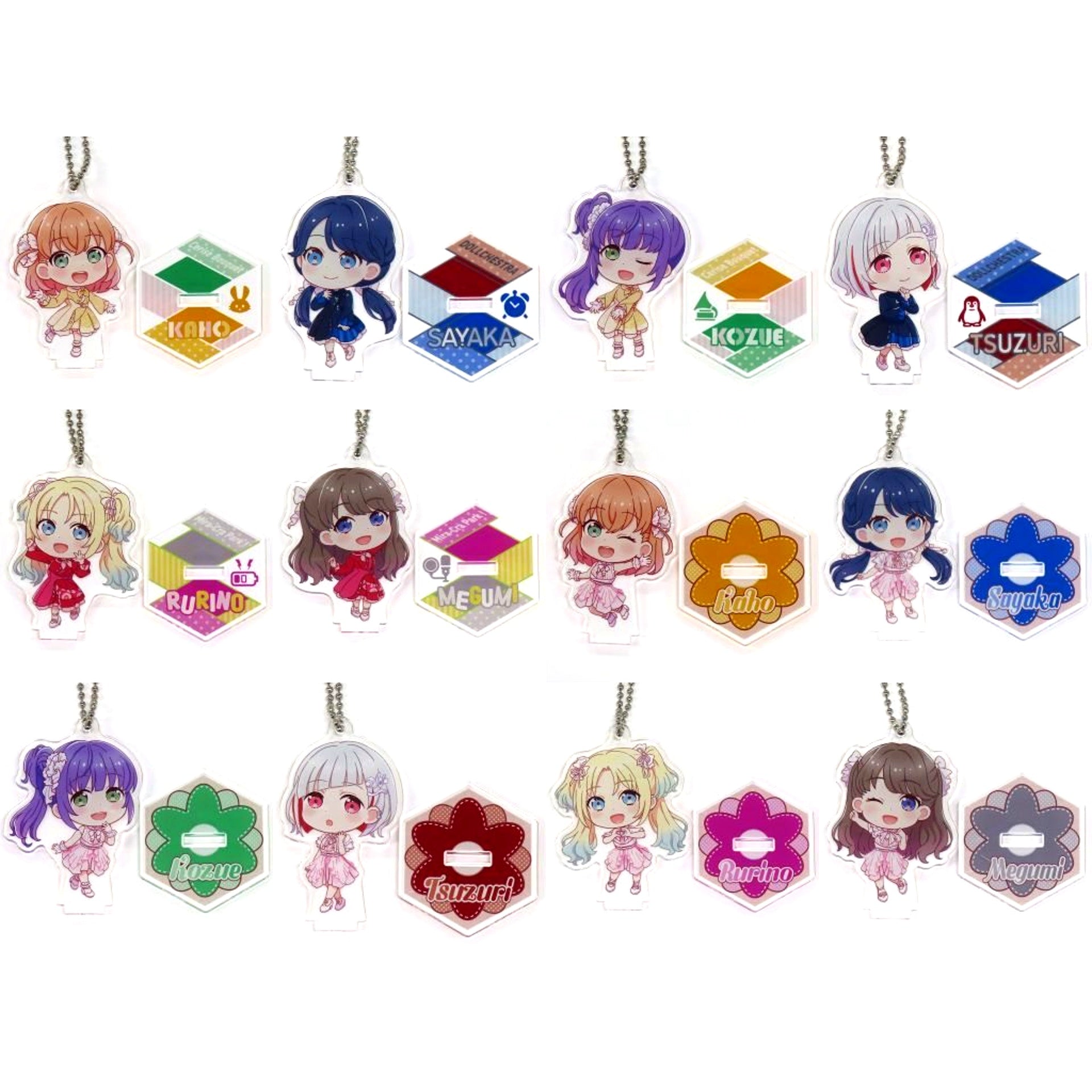 Set of 12 Link to the FUTURE Love Live! Hasunosora Girls High School Idol Club GiGO Collabo Cafe Deformed Acrylic Keychain with Stand [USED]