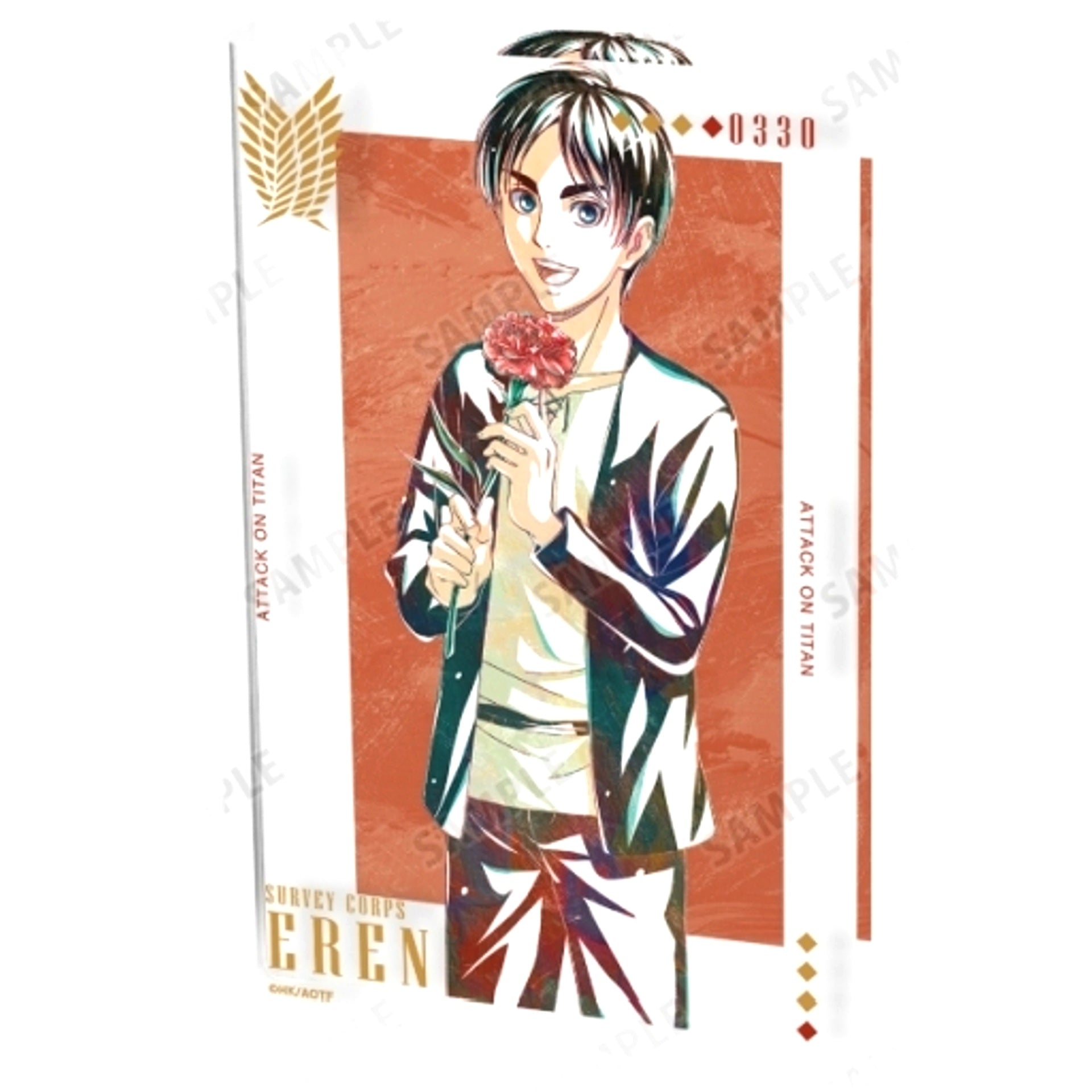 Eren Yeager Attack on Titan Flower Shop Ver. Drawn Ani-Art Acrylic Block [USED]
