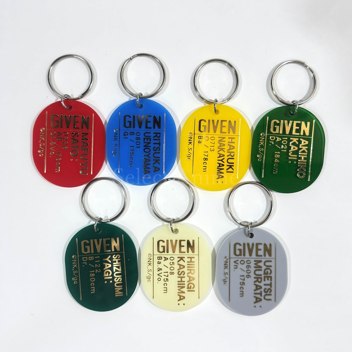 Set of 7 Given Oval Keychain Collection Anime Ver. given exhibition [USED]