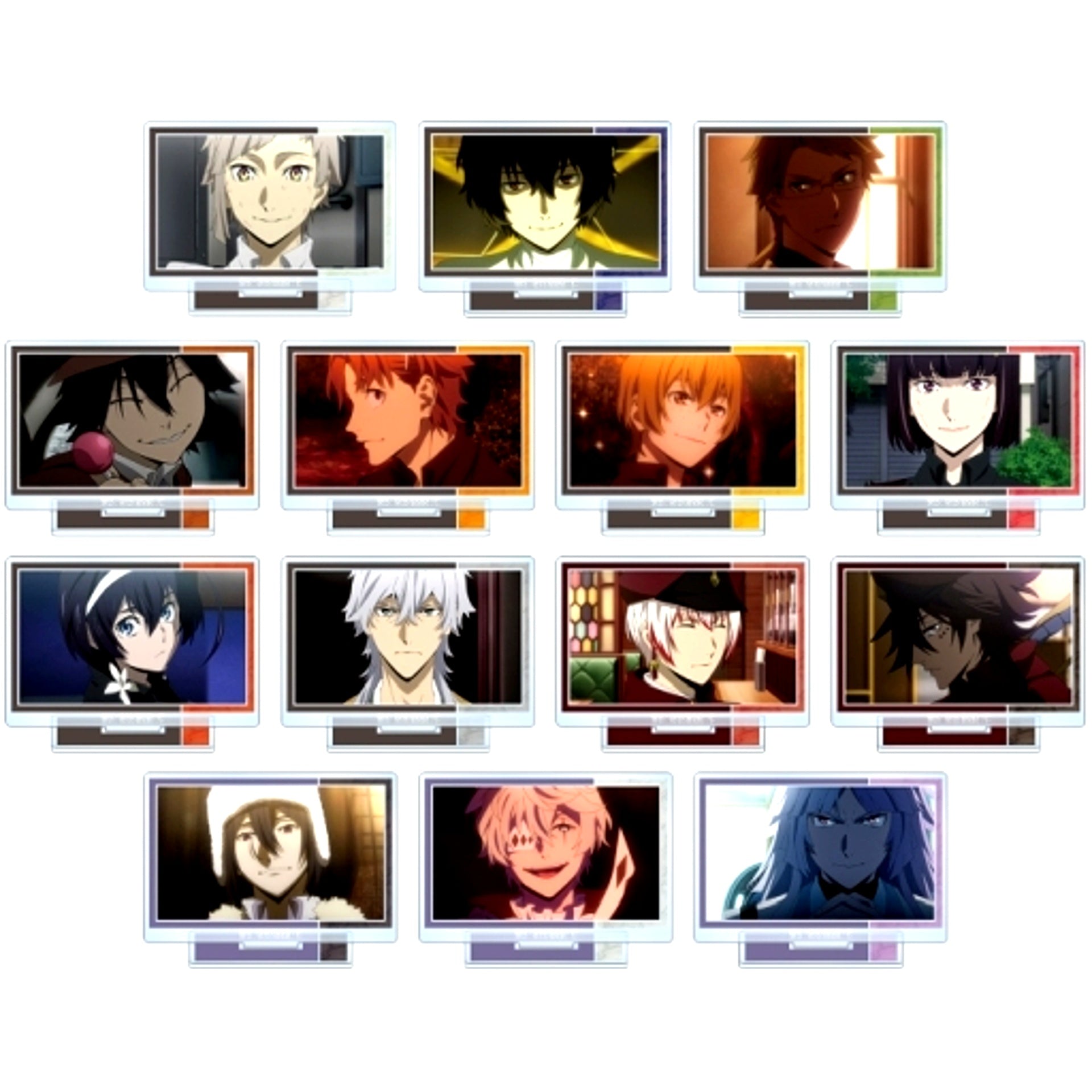 Set of 14 Bungo Stray Dogs Trading Scene Shot Acrylic Stand [USED]