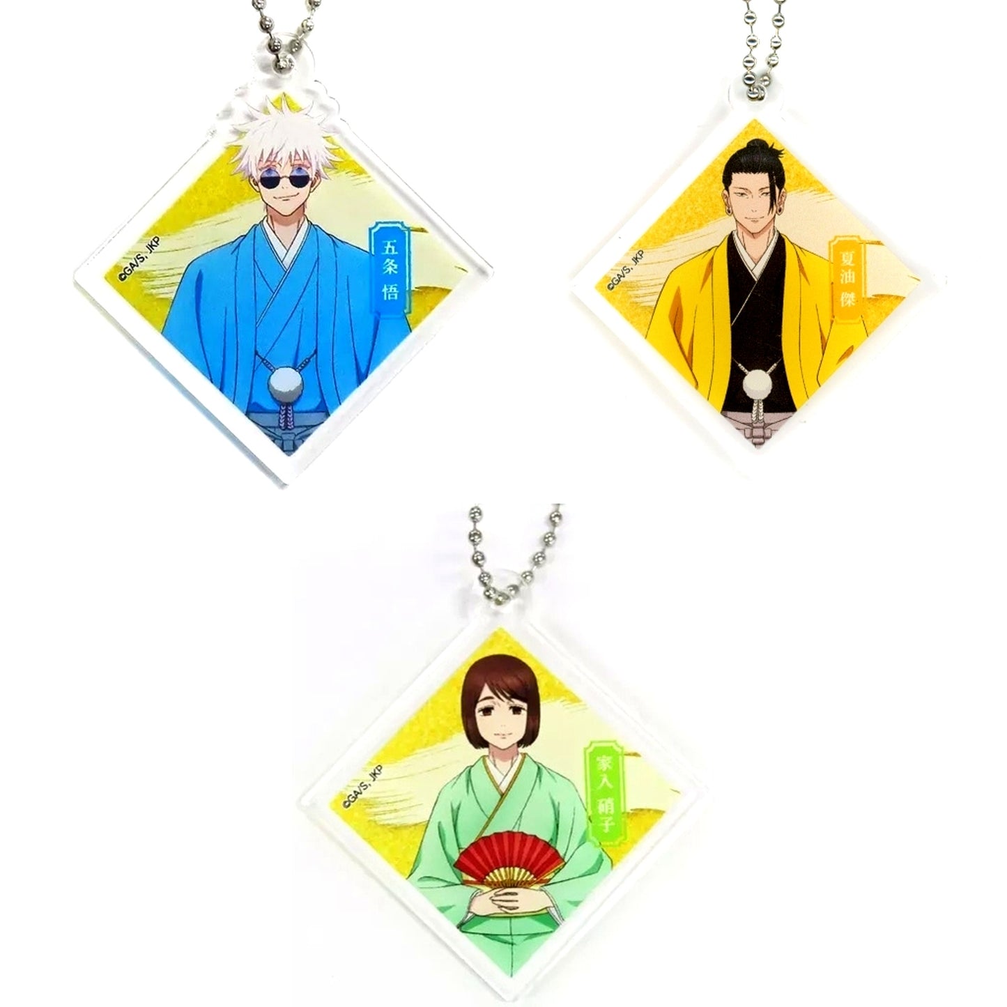 Set of 3 KITTE Jujutsu Kaisen New Year Fes Trading Acrylic Keychain Kimono Ver Hidden Inventory Premature Death [USED]