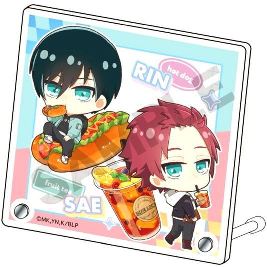Rin Itoshi and Sae Itoshi Chara Peko Hoodie Mini Acrylic Panel BLUELOCK [USED]