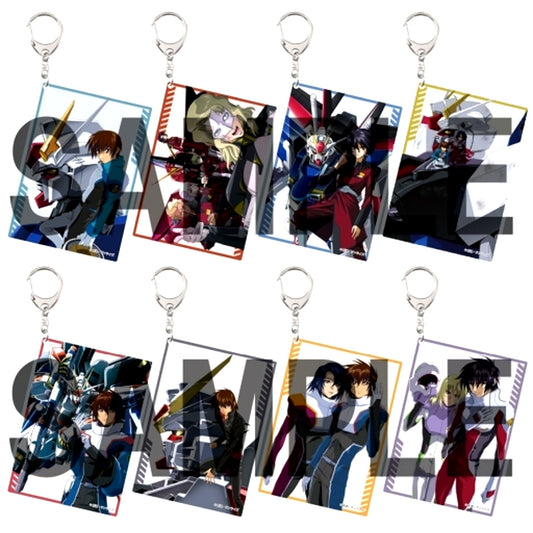 Set of 8 Mobile Suit Gundam SEED DESTINY Illustration Card Style Keychain [USED]