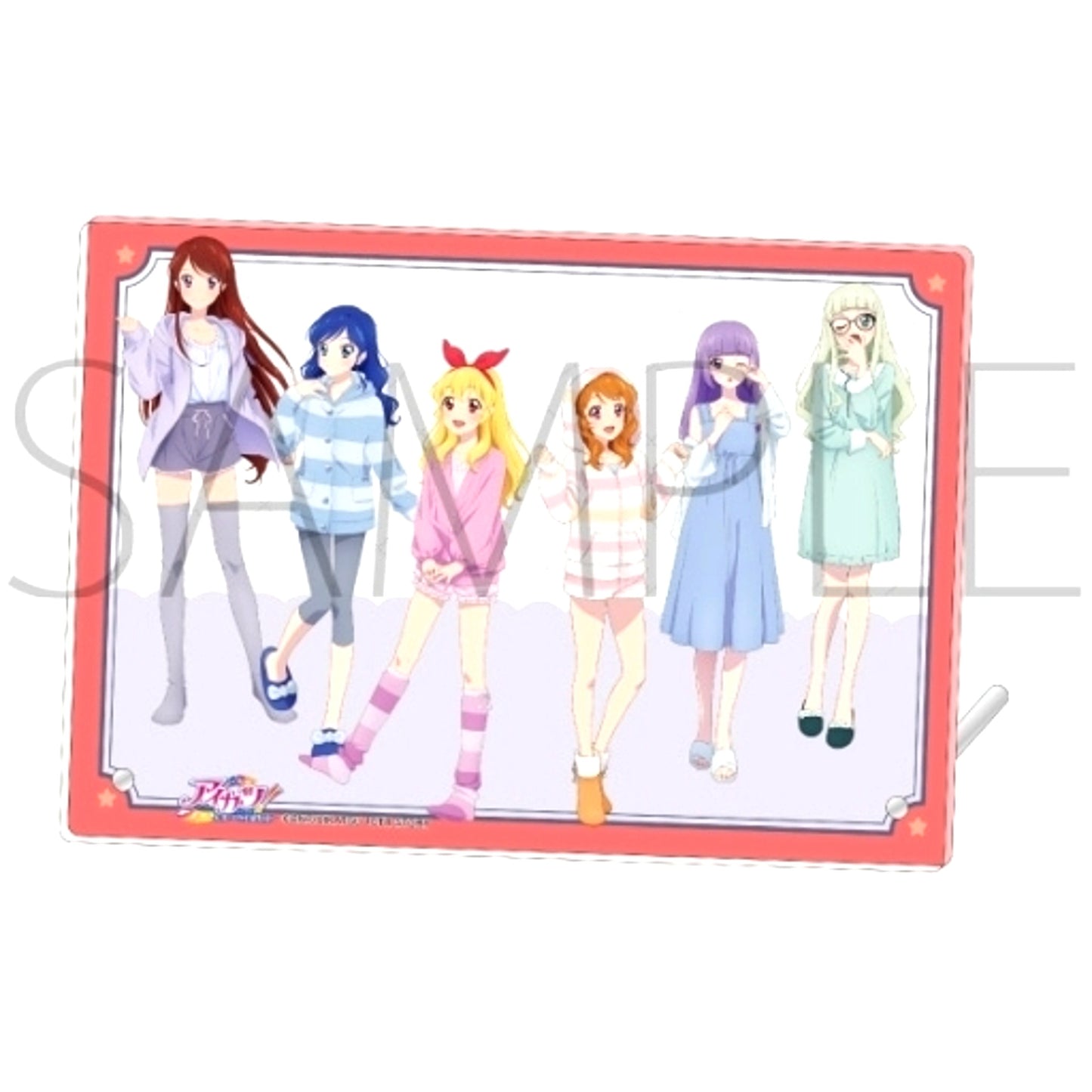 Ichigo and Aoi and Ran and Yurika and Akari and Sumire Pajamas Acrylic Art Panel Aikatsu! [USED]