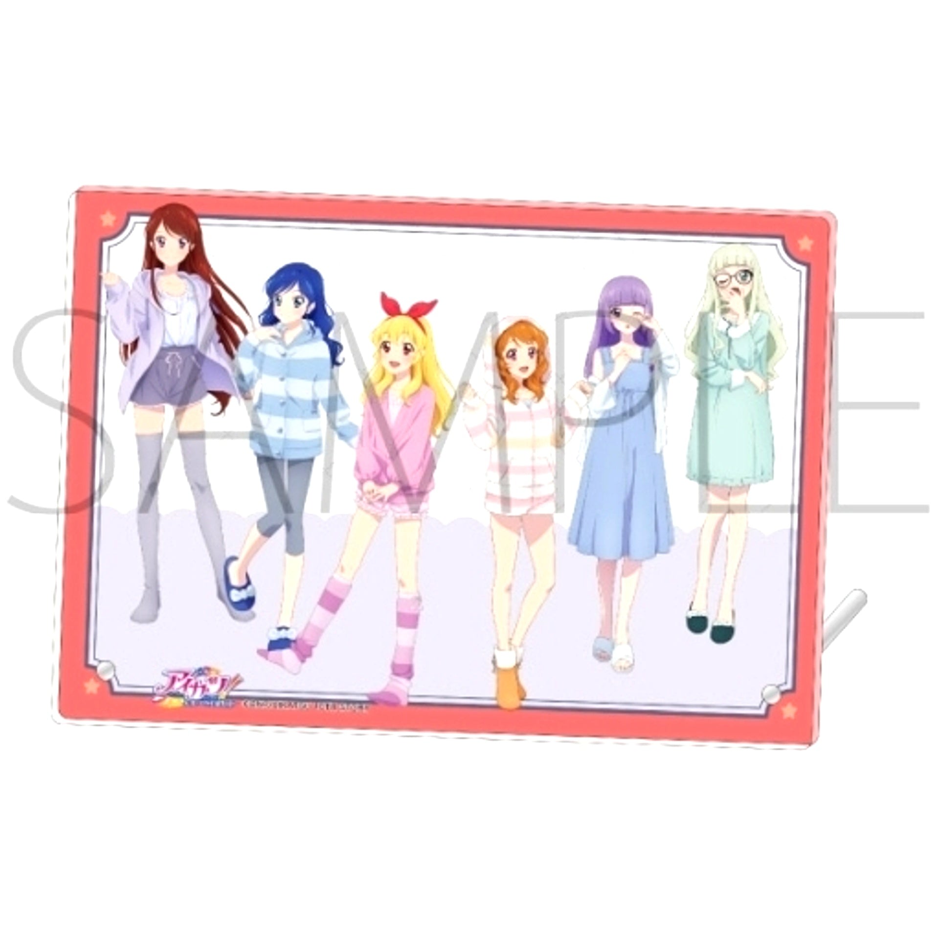 Ichigo and Aoi and Ran and Yurika and Akari and Sumire Pajamas Acrylic Art Panel Aikatsu! [USED]