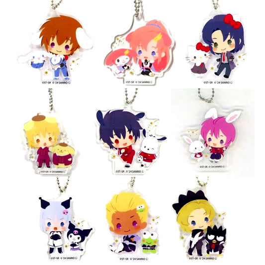 Set of 9 Mobile Suit Gundam SEED FREEDOM x Sanrio Characters Trading Mini Chara Acrylic Keychain Theater Goods [USED]