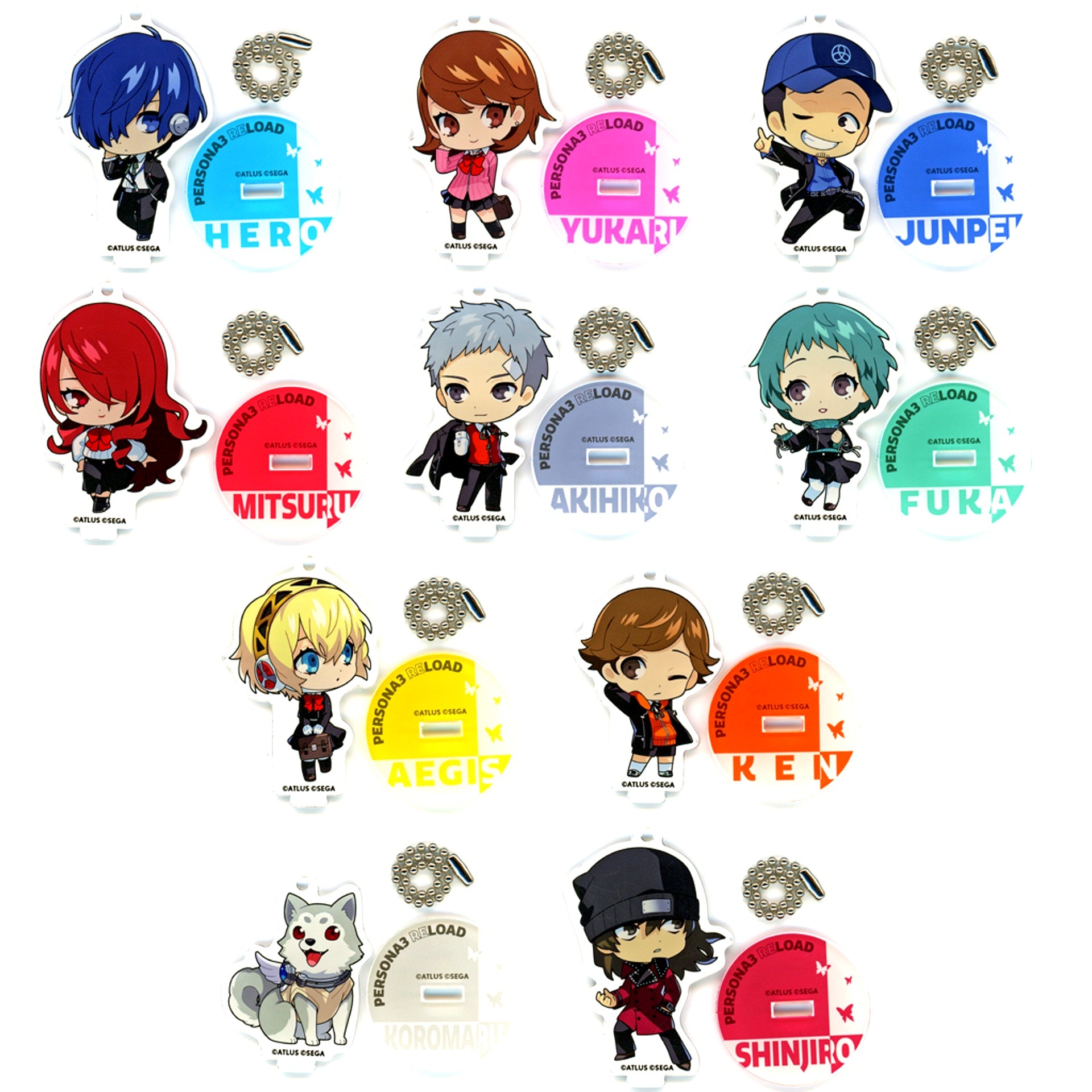 Set of 10 Persona 3 Reload x RED TOKYO TOWER Trading Chibi Character Acrylic Stand Keychain [USED]