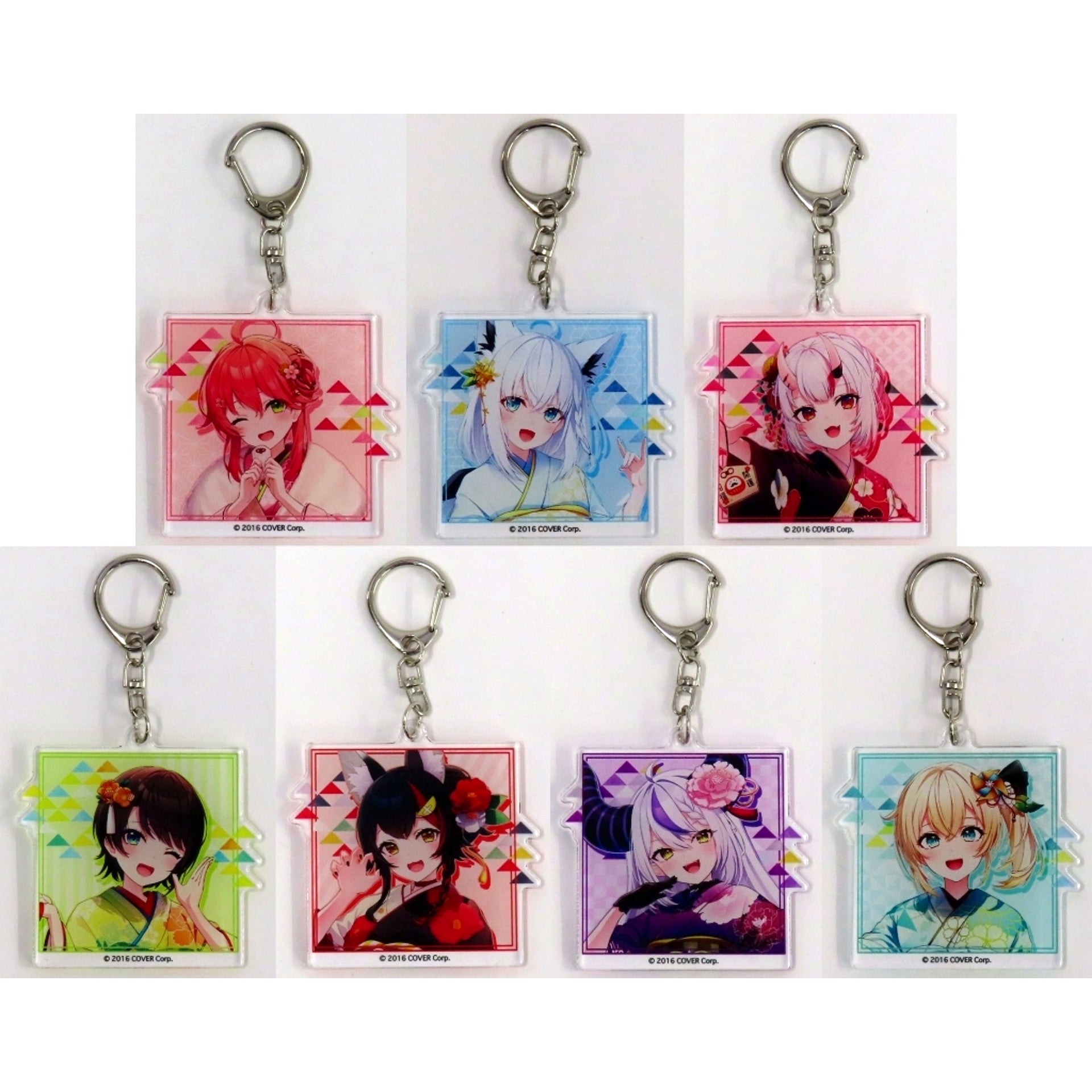 Set of 7 Hololive Holo-local Kyoto Edition Trading Acrylic Keychain [USED]