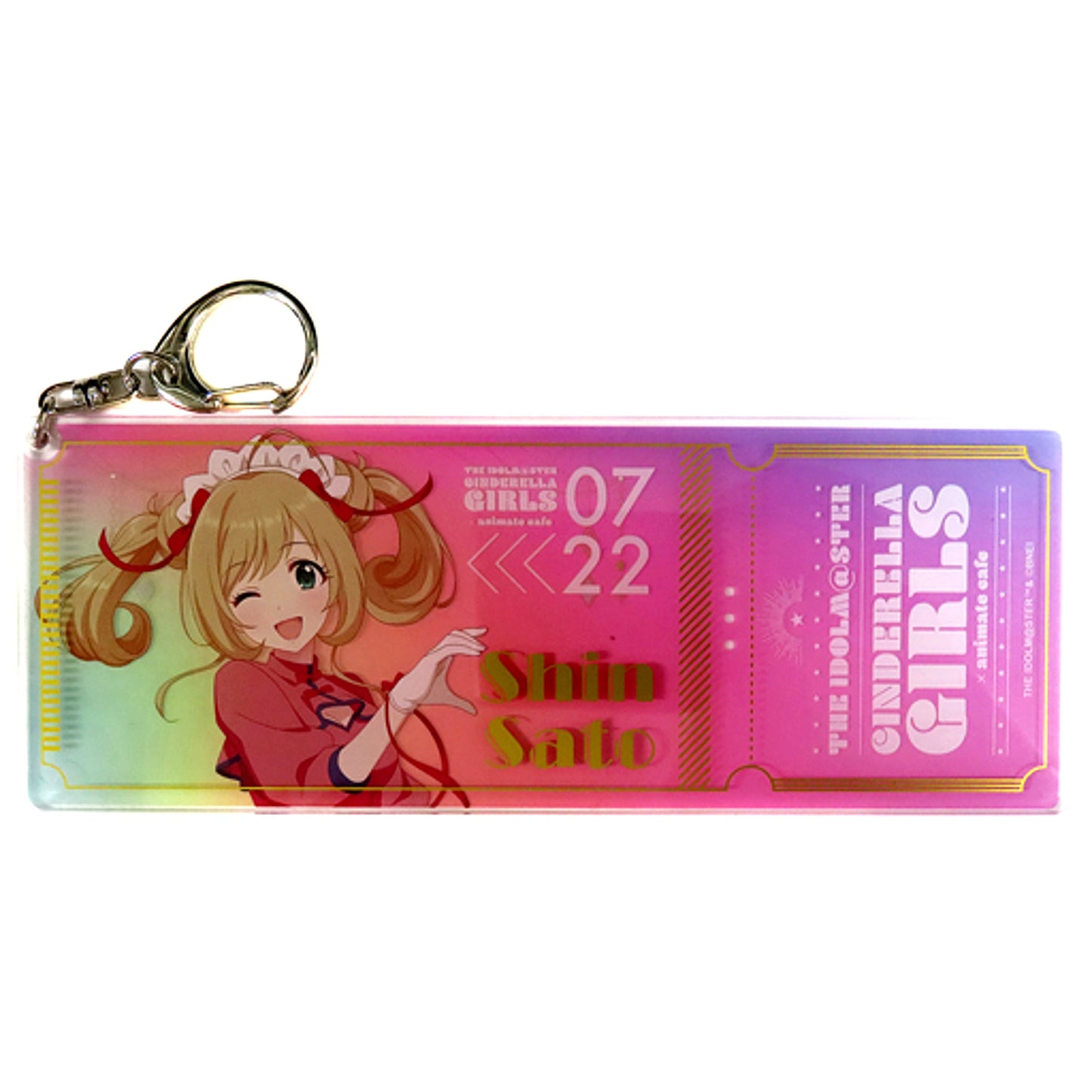 Shin Sato Pink The Idolmaster Cinderella Girls Trading Ticket Style Keychain Animate Cafe [USED]