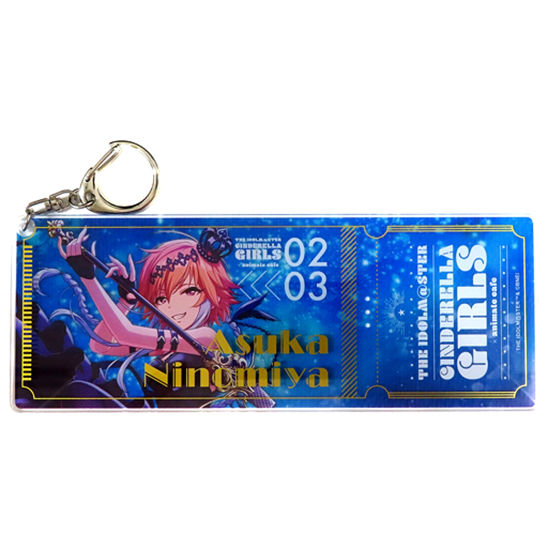 Asuka Ninomiya Blue The Idolmaster Cinderella Girls Trading Ticket Style Keychain Animate Cafe [USED]
