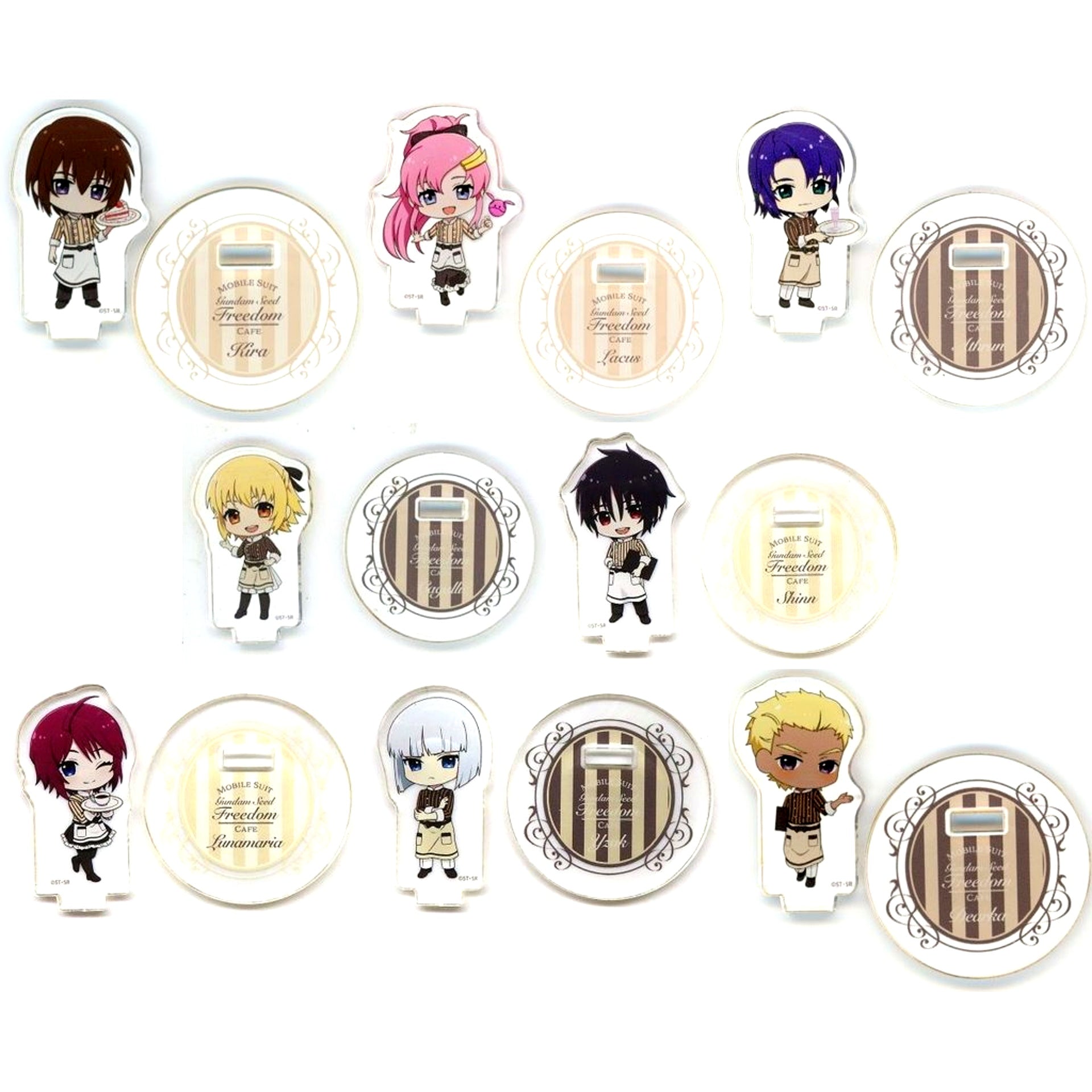 Set of 8 Mobile Suit Gundam SEED FREEDOM Cafe Acrylic Stand [USED]