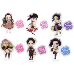 Demon Slayer: Kimetsu no Yaiba Nezuko Kamado & Others All 6 Types Set Random Acrylic Stand ufotable Cafe Machi Asobi Cafe Valentine Event 2024 Exclusive Acrylic Stands [USED]