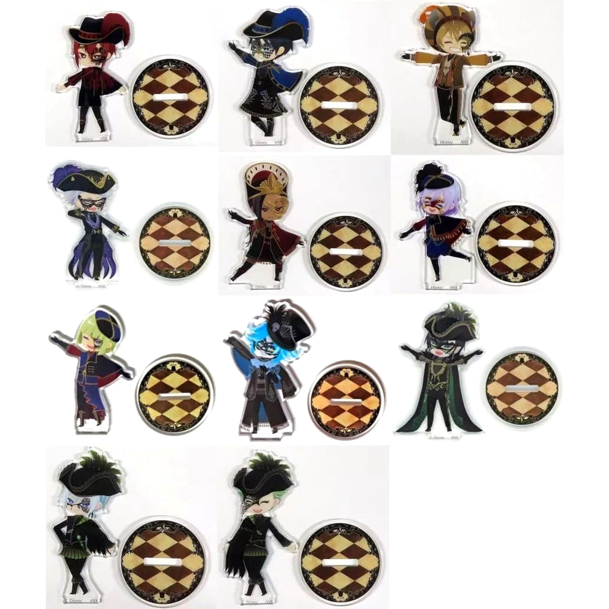 Disney: Twisted-Wonderland Riddle Rosehearts & Others Masquerade Dress Ver. All 11 Types Set Mini Acrylic Stand Collection Vol.8 Acrylic Stands [USED]