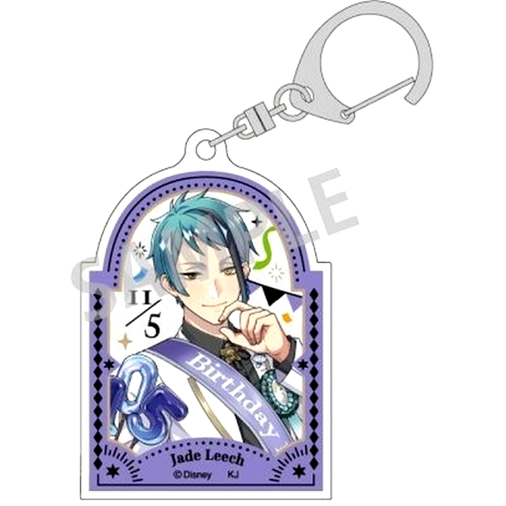 Jade Leech Disney Twisted-Wonderland Trading Acrylic Keychain Vol.1 Omekashi Birthday Ver. [USED]