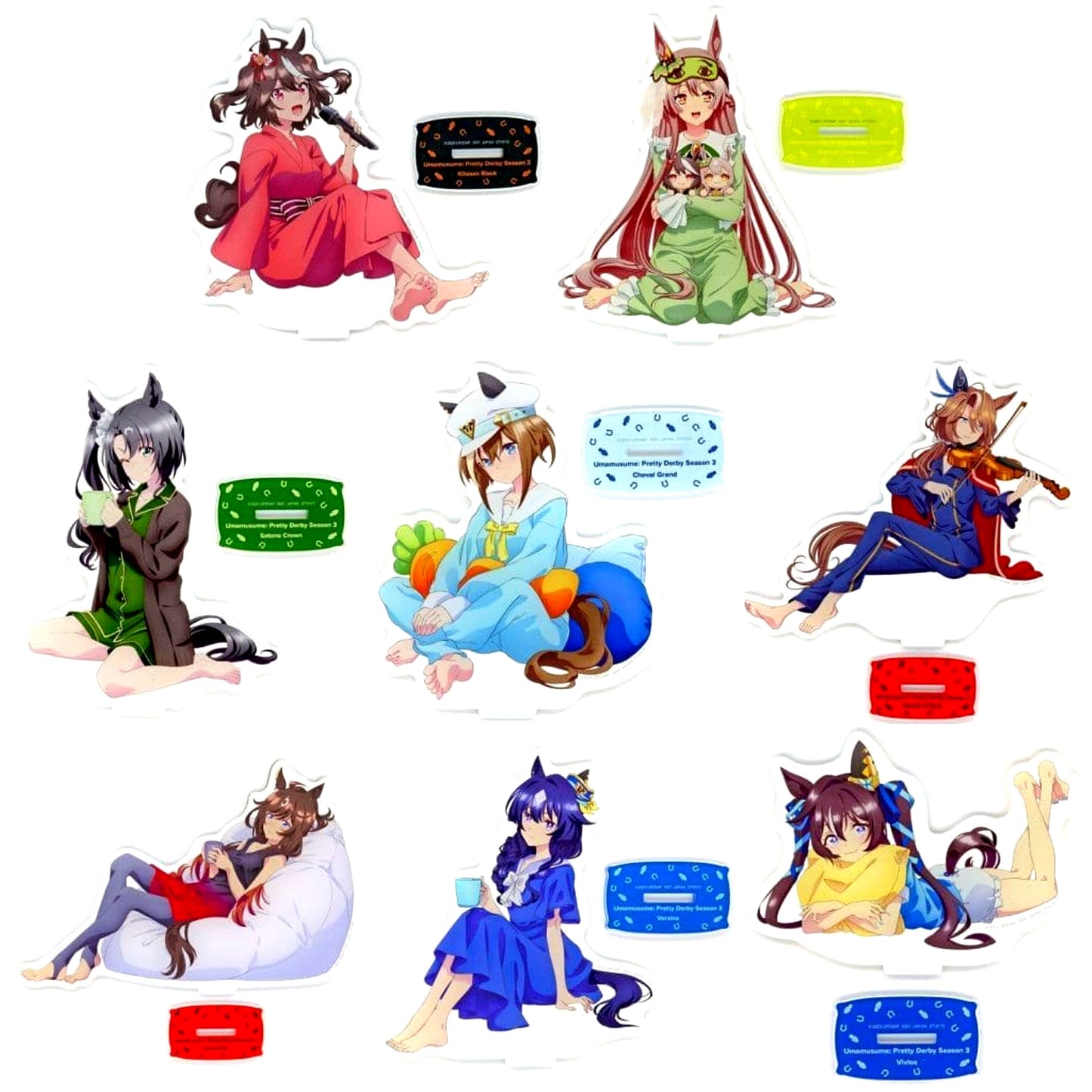Group Umamusume Pretty Derby Set of 8 Stand Included Big Acrylic Plates Relax Time Season 3 NAMCO Promotion Relax Time NAMCO Limited [USED]
