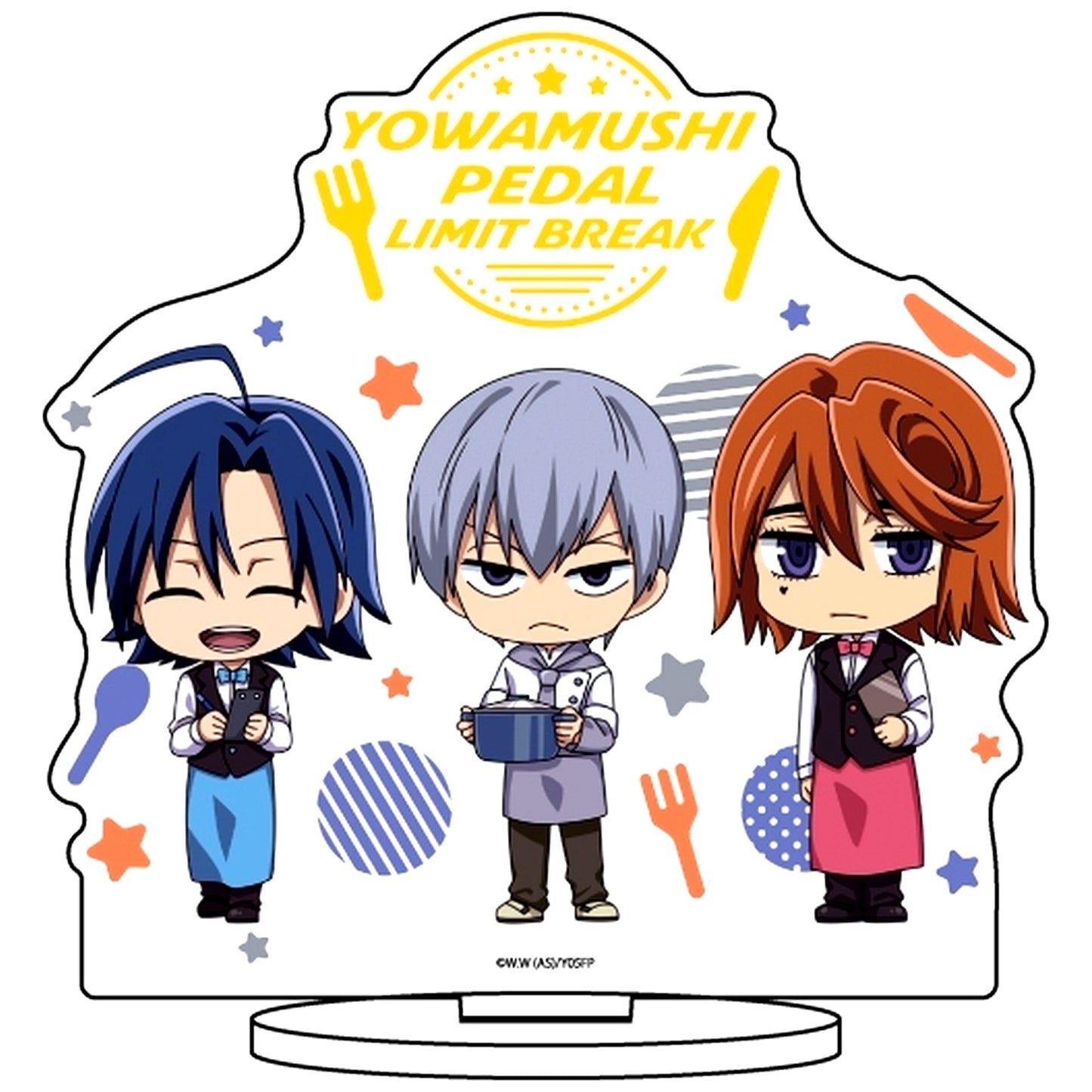 Sangaku Manami & Yukinari Kuroda & Takuto Ashikiba 27. Mini Character Illustration Acrylic Stand Yowamushi Pedal LIMIT BREAK [USED]
