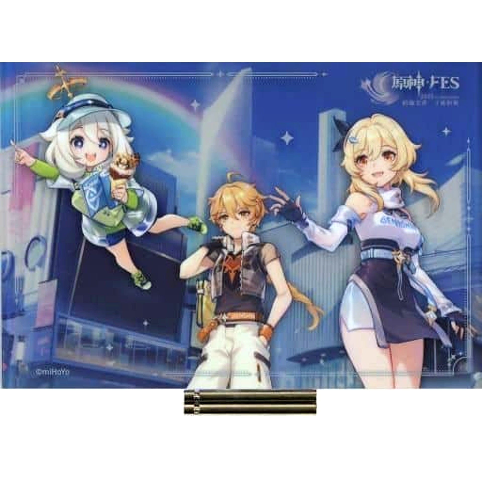 Aether and Lumine and Paimon Genshin FES 2023 Carnival Reunion Acrylic Block [USED]