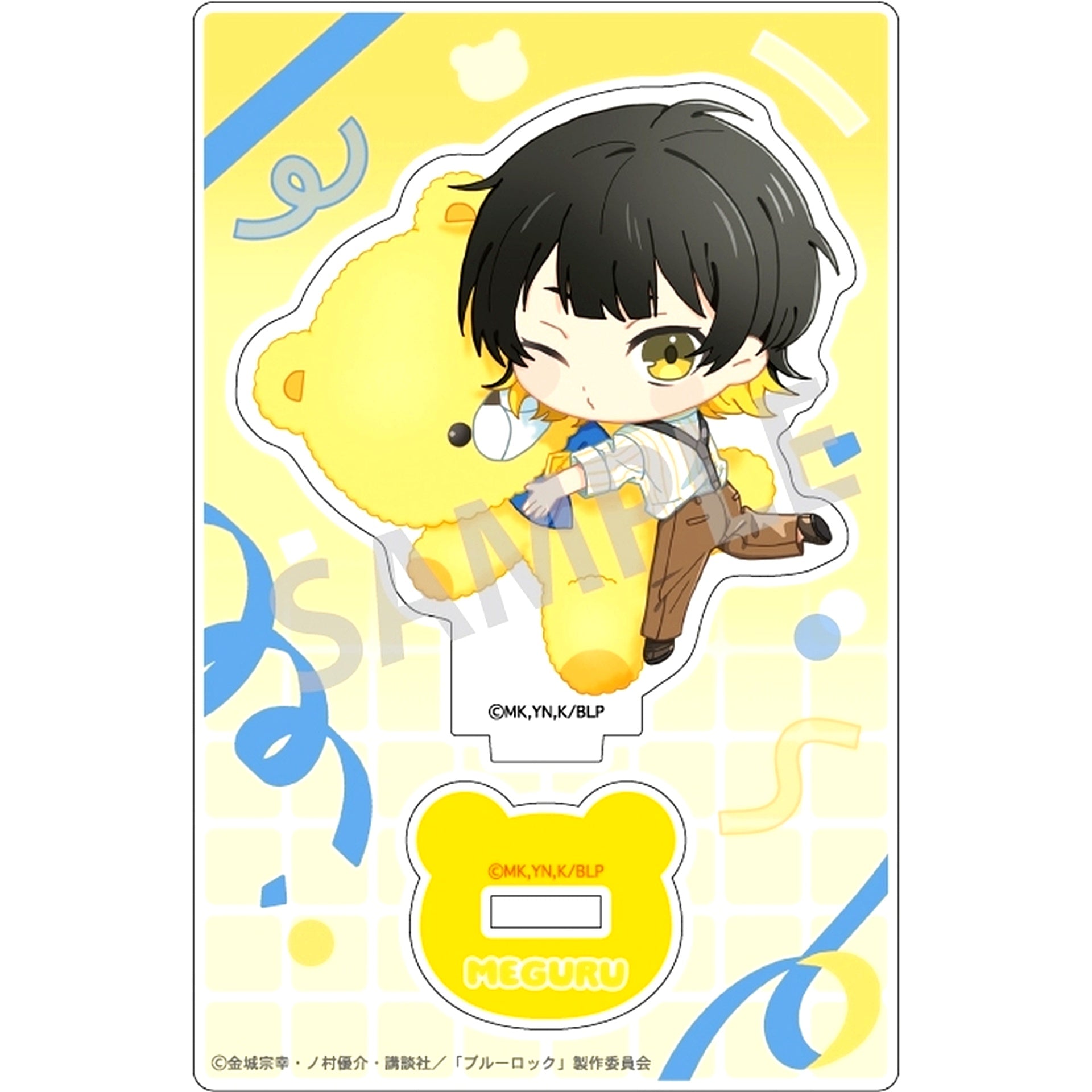 Meguru Bachira Teddy Bear Illustration Mini Acrylic Stand Blue Lock [USED]