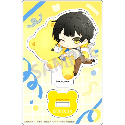 Meguru Bachira Teddy Bear Illustration Mini Acrylic Stand Blue Lock [USED]