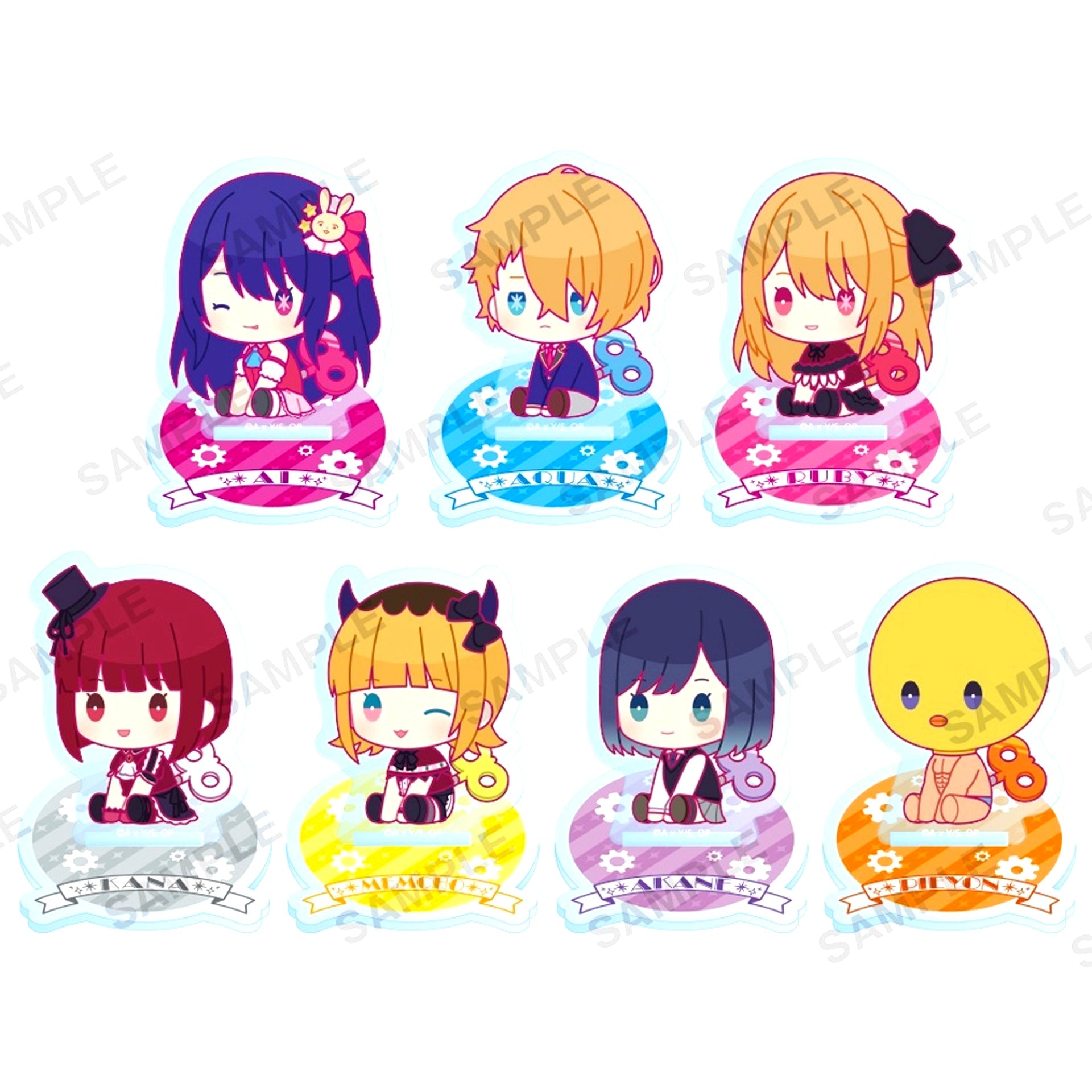 Set of 7 Oshi no Ko Petit Acrylic Stand Petatto Nejimaki Ver. [USED]