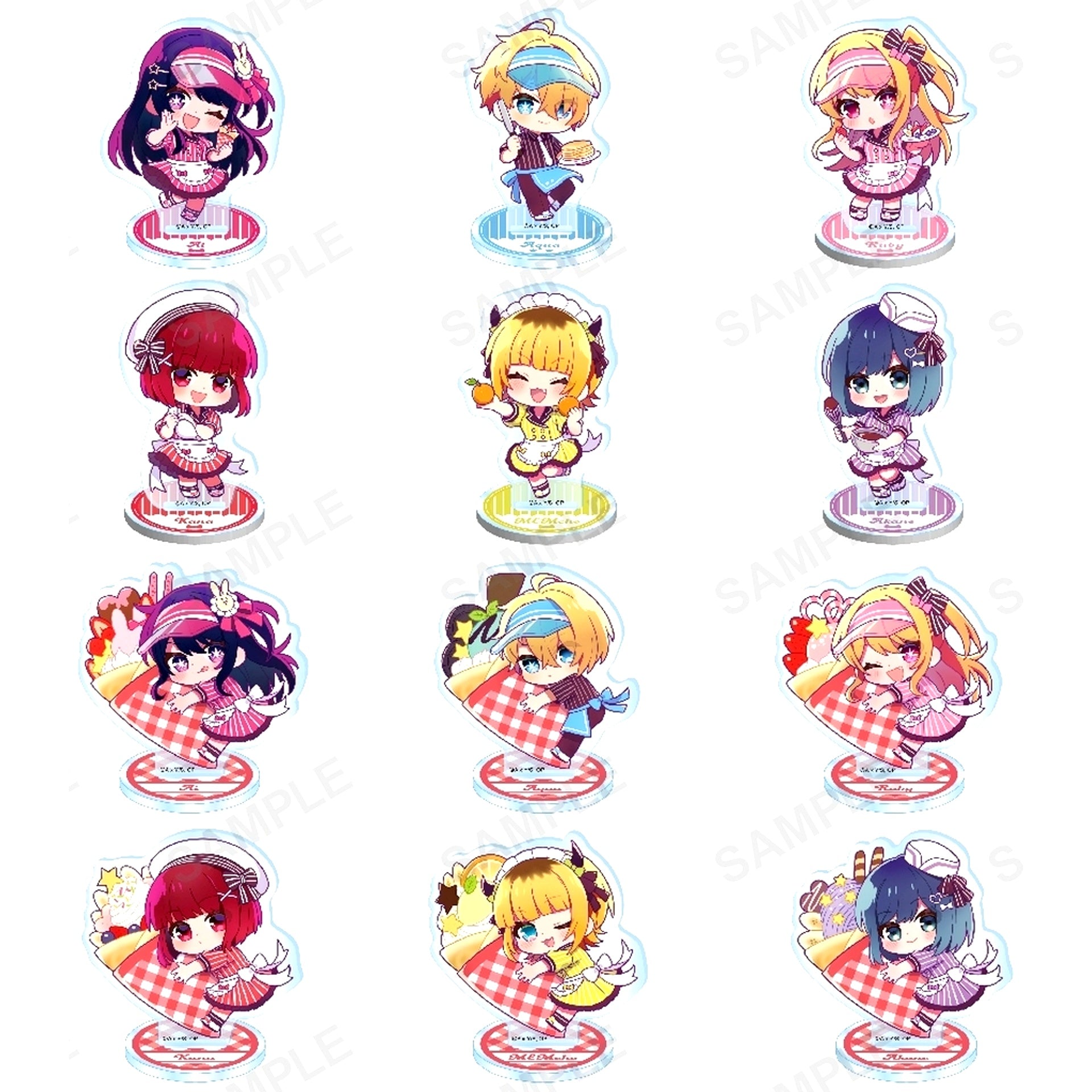 Set of 12 Oshi no Ko Trading Mini Char Acrylic Stand Figure Crepe Ver. [USED]