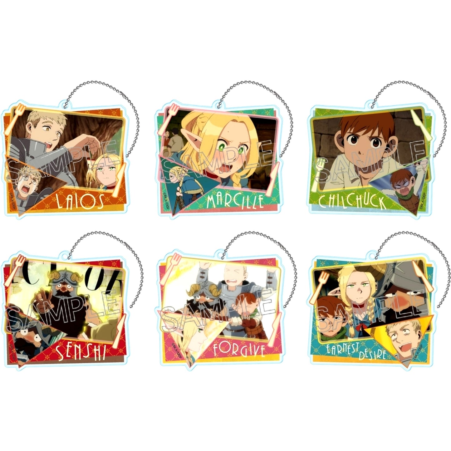 Set of 6 Delicious in Dungeon Collage Acrylic Keychain [USED]