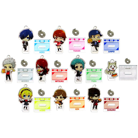 Set of 10 Persona 3 Reload Trading Acrylic Stand Keychain Collaboration Cafe Animax Cafe+ [USED]