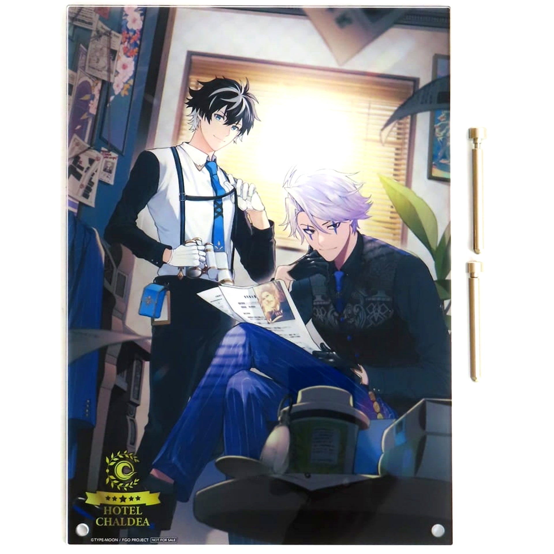 James Moriarty Ruler & Charlemagne Saber Fate/Grand Order Single B5 Acrylic Panel IKEPRI25 Hotel Chaldea Chaldea Investigation HQ Web of Schemes Stay Plan Limited Original Bonus [USED]
