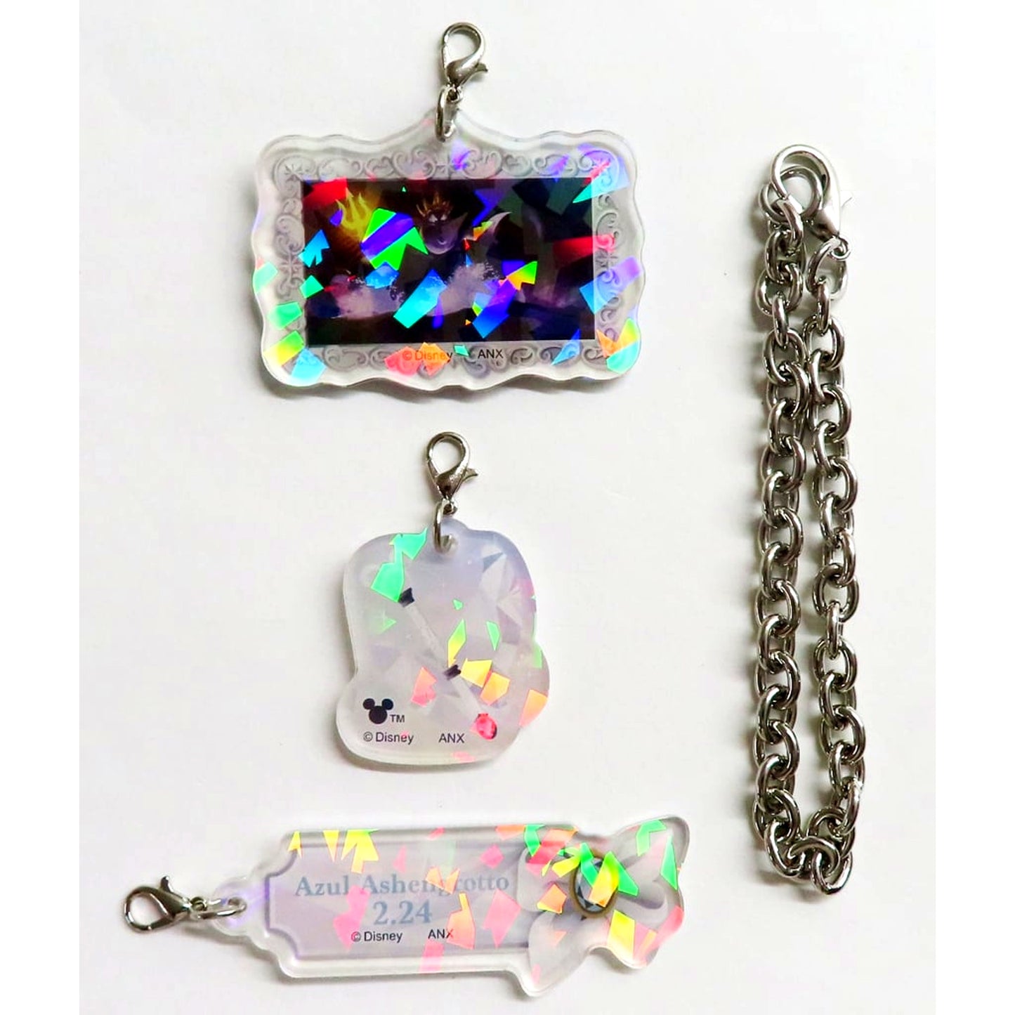 Azul Ashengrotto Disney Twisted-Wonderland Hologram Acrylic Charm with Chain Azul's Birthday Commemorative Goods [USED]