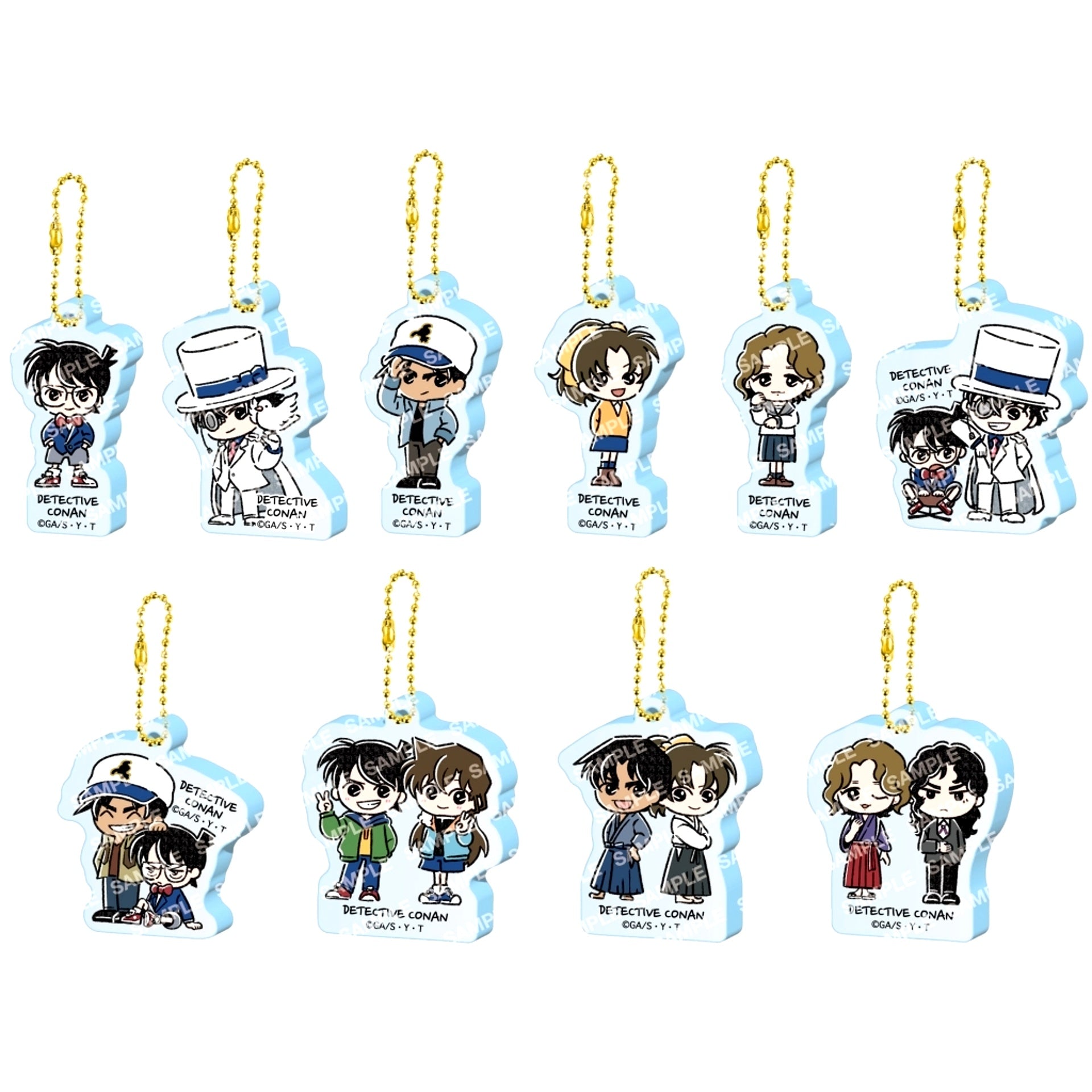 Set of 10 Detective Conan Acrylic Keychain Collection Yuru Sta mini Vol.1 [USED]