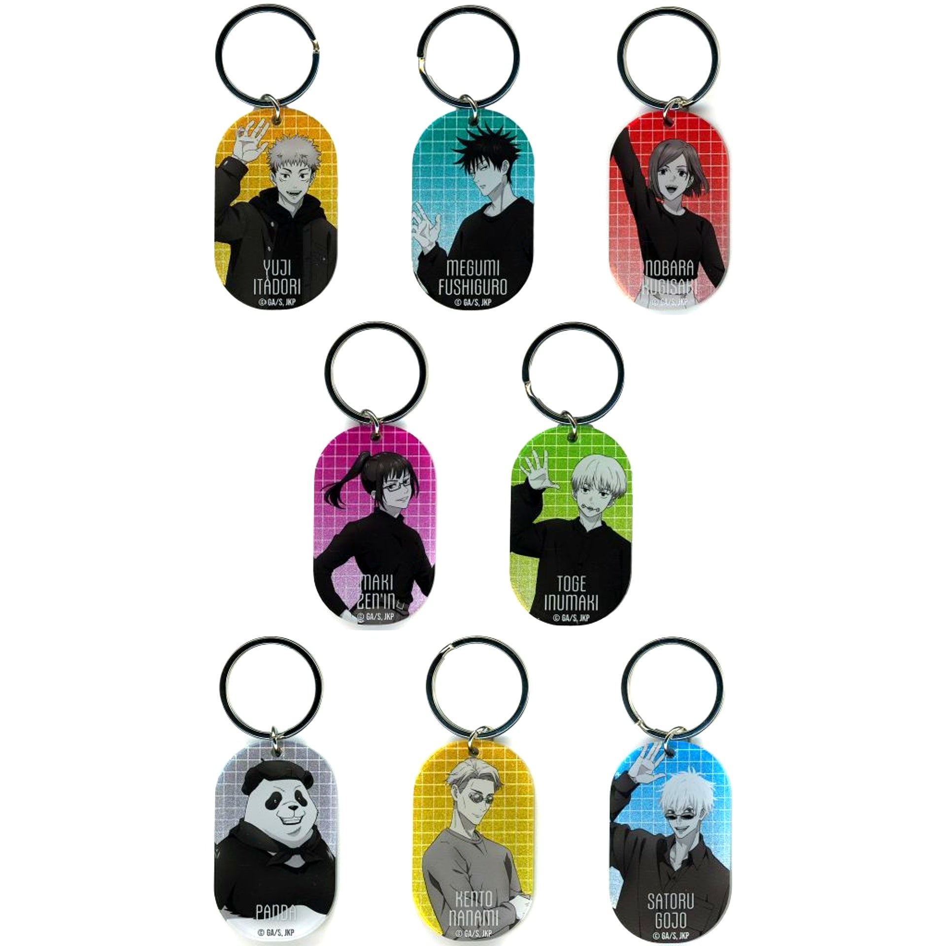 Set of 8 Jujutsu Kaisen Metallic Acrylic Keychain Casual Clothes Ver. [USED]