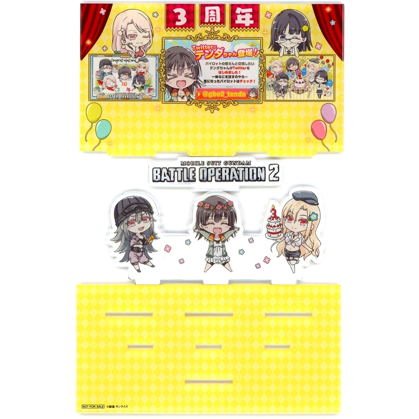 Group Mobile Suit Gundam Battle Operation 2 Original Acrylic Stand Tenda-chan Twitter Opening 3rd Anniv Campaign Winner Prize [USED]