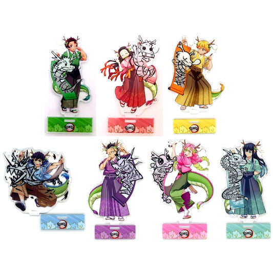 Set of 7 Demon Slayer Kimetsu no Yaiba Year of the Dragon Random Acrylic Stand Kimetsu Festival Anime 5th Anniversary Festival [USED]