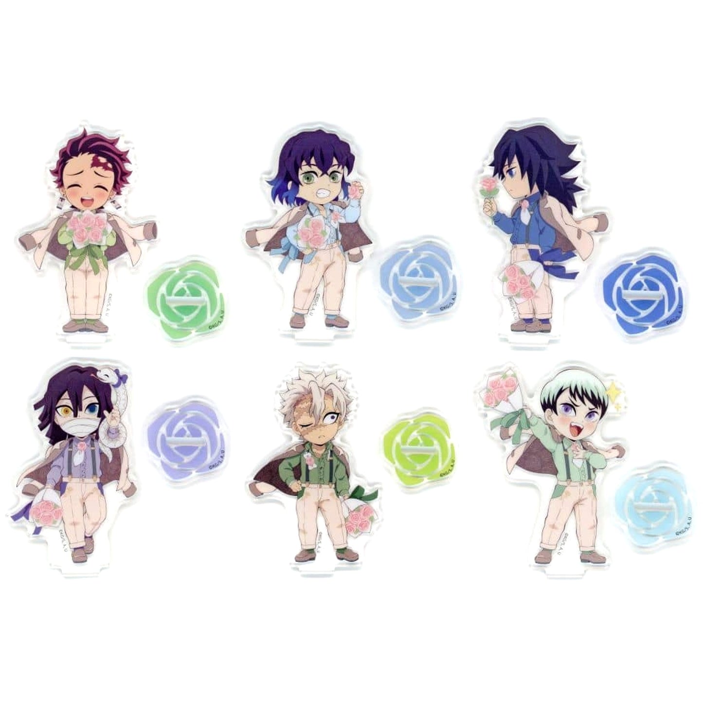 Tanjiro Kamado & Others Demon Slayer: Kimetsu no Yaiba All 6 Types Set Random Acrylic Stand A ufotable Cafe Machi Asobi Cafe White Day Event 2024 Exclusive [USED]