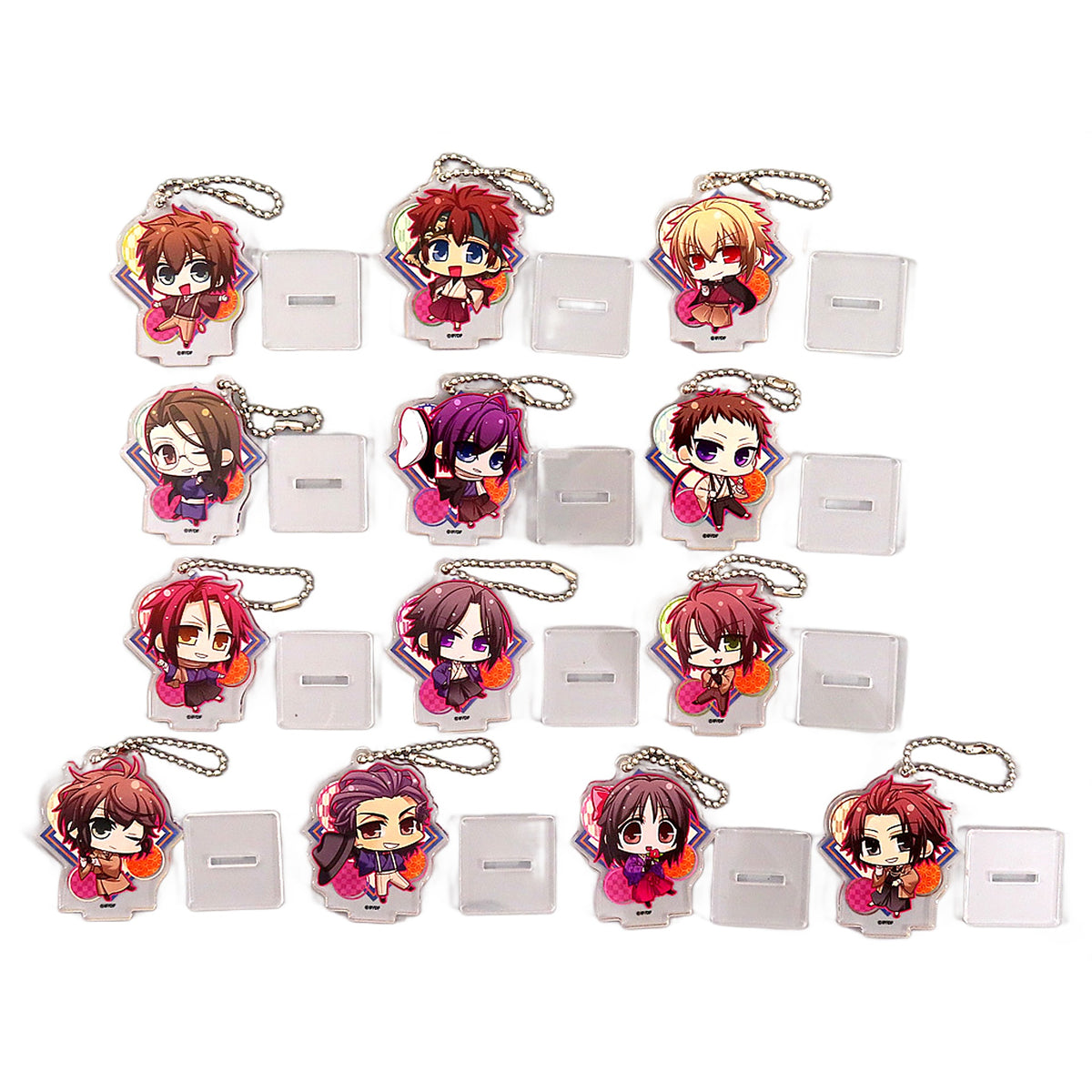 Hakuouki Shinkai: Yuugiroku Taishitachi no Daienkai For Nintendo Switch Toshizo Hijikata & Others Newly Drawn Chibi Character Acrylic Stand Keychain Stellaworth Limited Switch Software Bundled Benefits Set of 13 Keychains [USED]