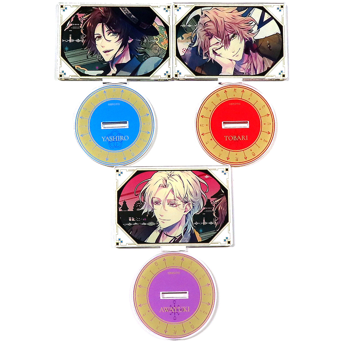 Yashiro & Tobari & Awayuki Single Item Utakata no Uchronia RiRi Illustration Acrylic Stand Set of 3 Switch Game Broccoli Online Limited Set Bundle Bonus [USED]