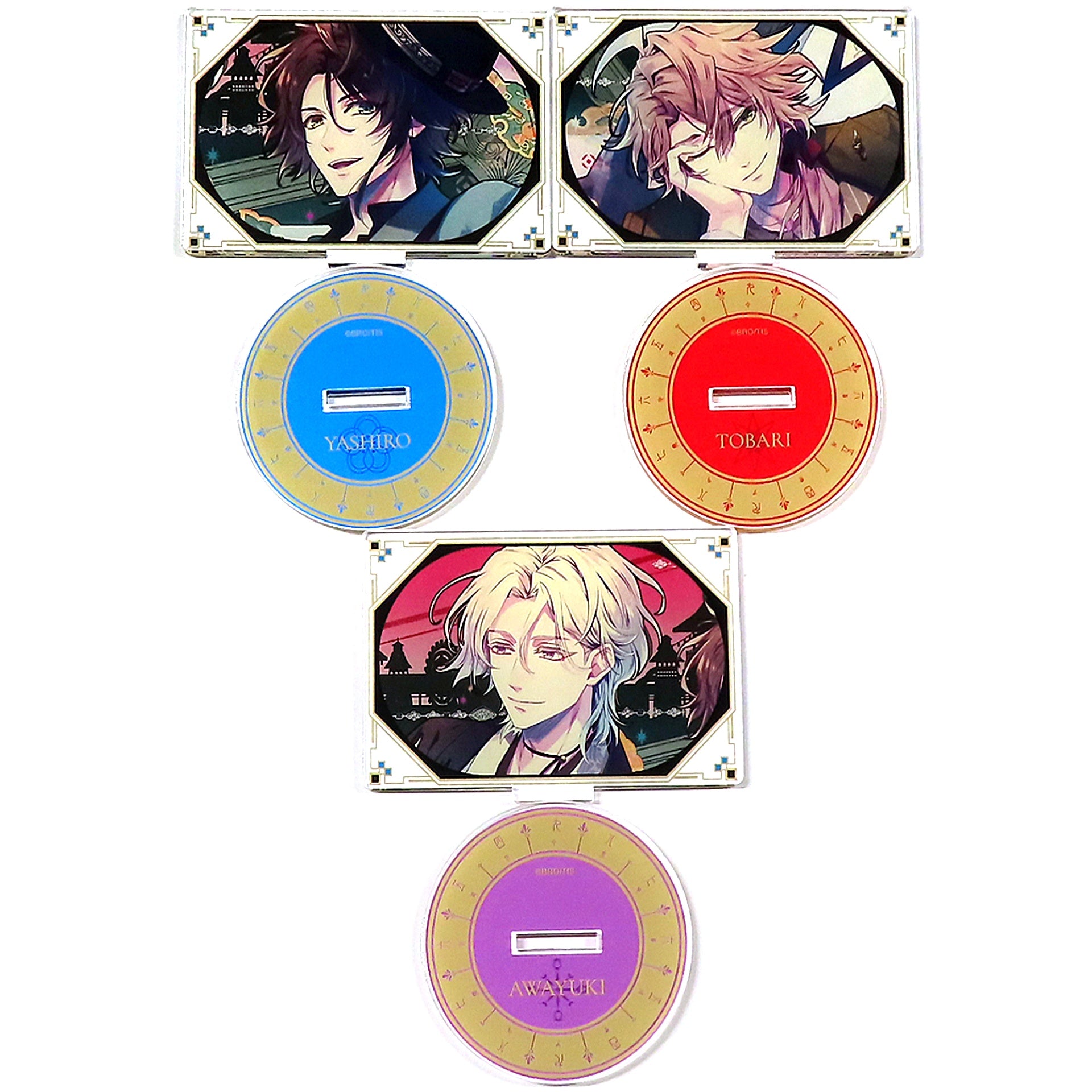 Yashiro & Tobari & Awayuki Single Item Utakata no Uchronia RiRi Illustration Acrylic Stand Set of 3 Switch Game Broccoli Online Limited Set Bundle Bonus [USED]