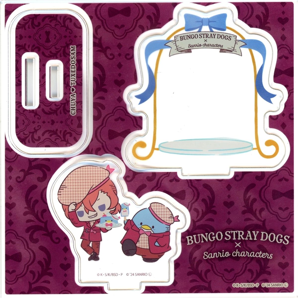 Chuya Nakahara x Tuxedo Sam Bungo Stray Dogs x Sanrio Characters Sanrio Anime Store Kuji Acrylic Stand Plate B-7 Prize [USED]
