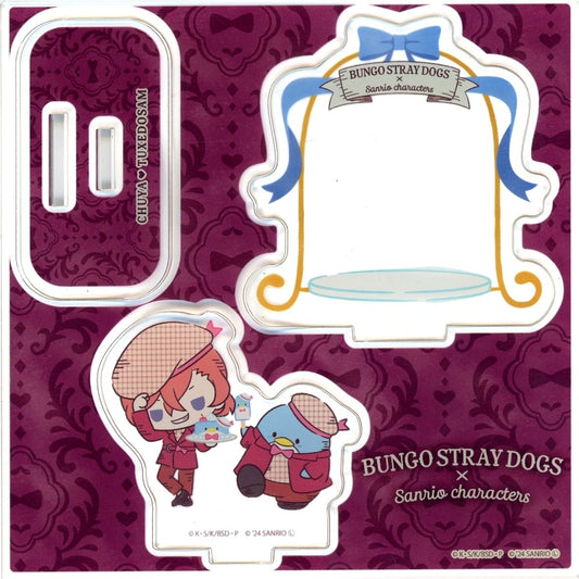 Chuya Nakahara x Tuxedo Sam Bungo Stray Dogs x Sanrio Characters Sanrio Anime Store Kuji Acrylic Stand Plate B-7 Prize [USED]
