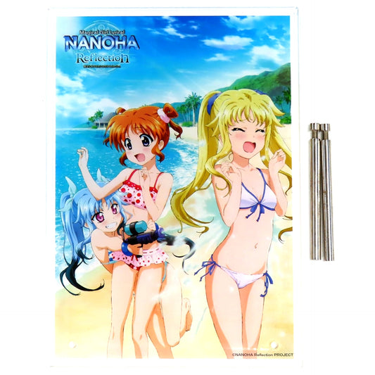 Nanoha & Fate & Levi Illustration Acrylic Art Stand Bundle Bonus for Blu-ray Magical Girl Lyrical Nanoha Reflection Sofmap Limited Super Special Edition [USED]