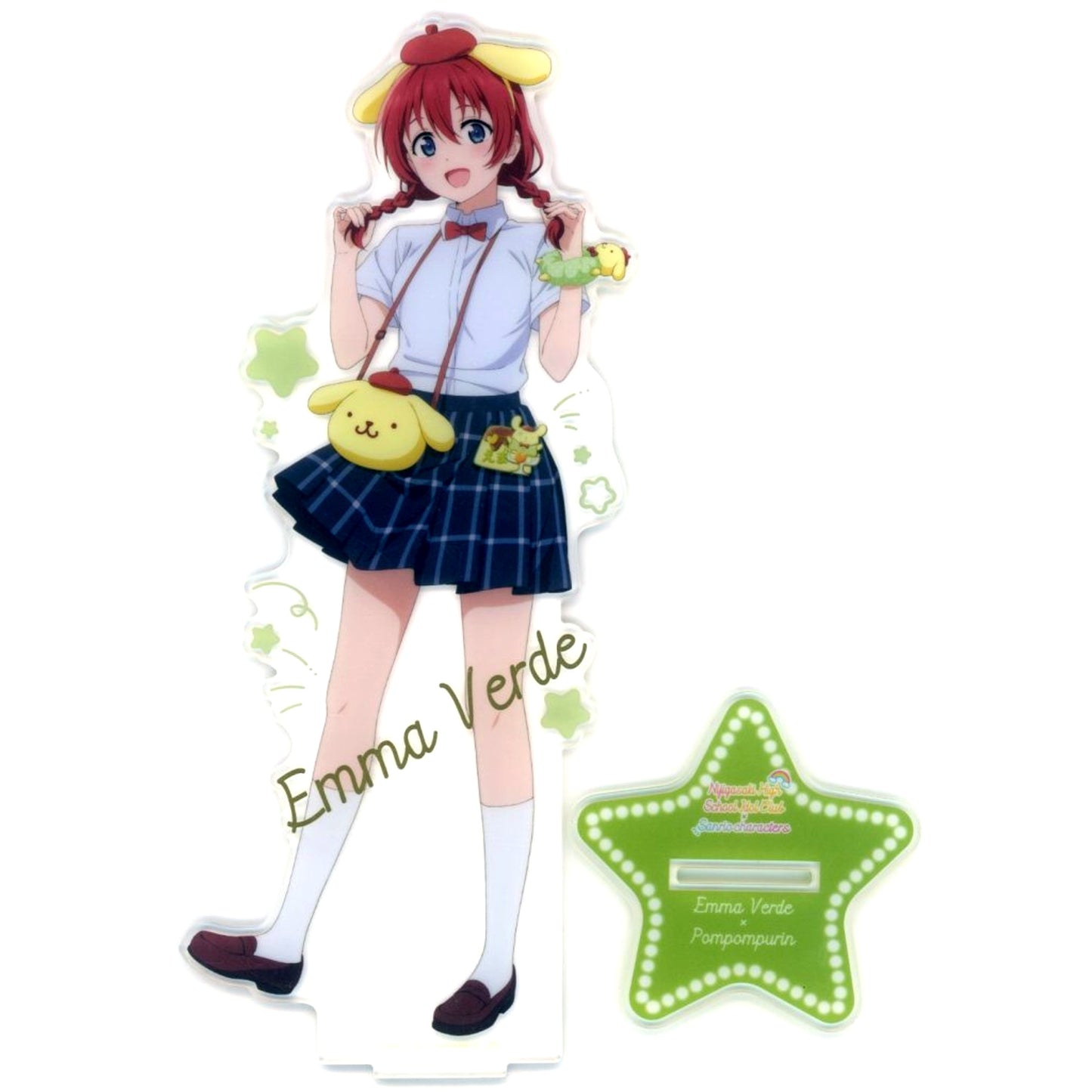 Emma Verde x Pompompurin Love Live! Nijigasaki High School Idol Club Foil Stamped BIG Acrylic Figure Sanrio Characters [USED]