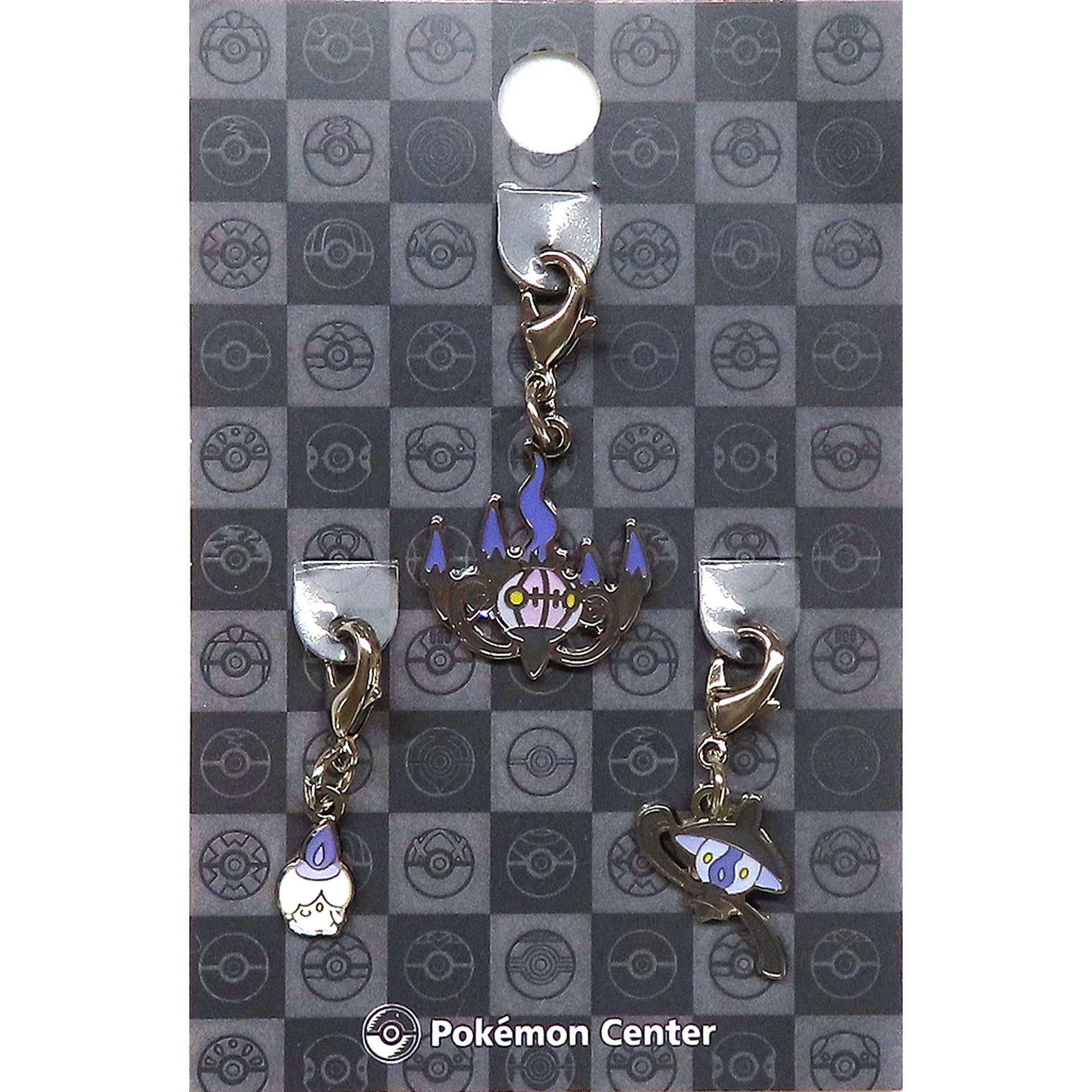 607. Litwick Left & 608. Lampent & 609. Chandelure National Pokedex Metal Charm Set of 3 Pokemon Center Limited [USED]